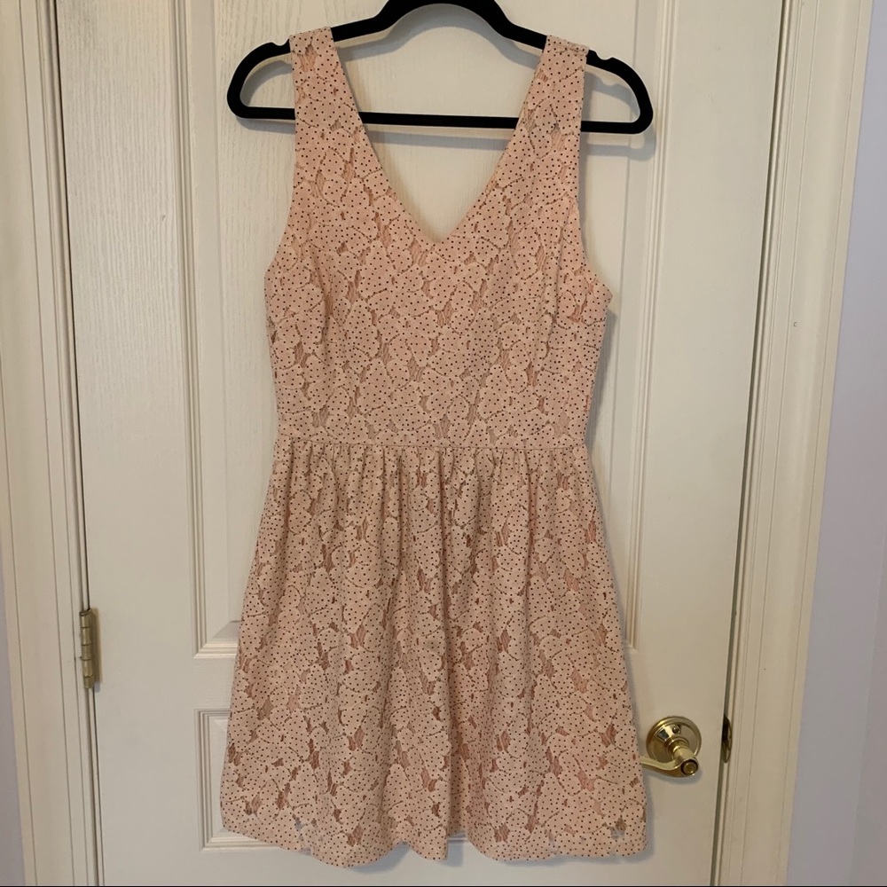 Everly Light Pink Eyelet Lace Dress Polka Dot